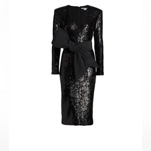 VERONICA BEARD
Dalyn bow-embellished sequined long sleeve midi dress size 00